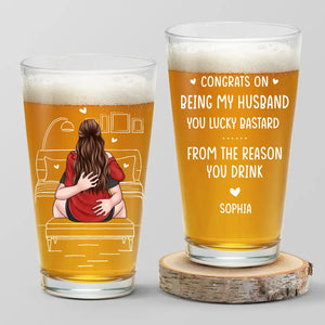 Heureux de t'avoir dans ma vie - Verre à bière personnalisé pour couple - Cadeau pour mari et femme, anniversaire