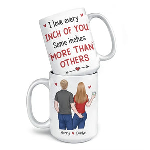J'aime chaque centimètre de toi - Tasse personnalisée pour couple - Cadeau pour mari et femme, anniversaire