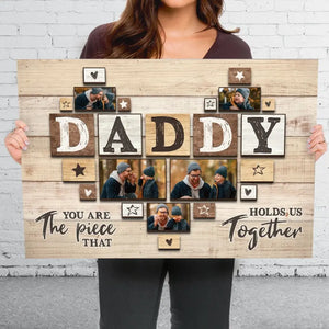 Photo personnalisée « Toujours à mes côtés » - Toile horizontale personnalisée pour la famille - Cadeau pour la fête des pères
