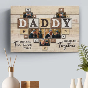 Photo personnalisée « Toujours à mes côtés » - Toile horizontale personnalisée pour la famille - Cadeau pour la fête des pères
