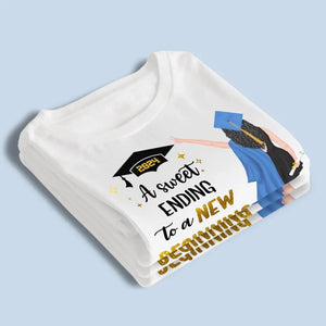 Une douce fin pour un nouveau départ - T-shirt, sweat à capuche et sweat-shirt unisexe personnalisé pour la famille - Cadeau de remise de diplôme pour les membres de la famille, les frères et sœurs