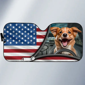 Photo personnalisée : La vie est une grande aventure, vivez-la ! Pare-soleil personnalisé pour pare-brise de voiture, protection de fenêtre de voiture, cadeau pour propriétaires d'animaux et amoureux des animaux.