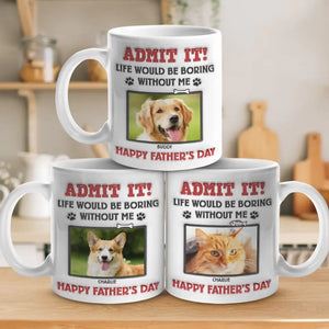 Mug photo personnalisé « La vie serait ennuyeuse sans nous, on vous woof ! » - Mug personnalisé avec effet gonflé en 3D pour chien et chat - Nouveauté, fête des pères, cadeau pour les propriétaires d'animaux, amoureux des animaux AMZ