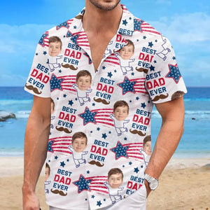 Photo personnalisée Bonjour, je suis là - Chemise hawaïenne tropicale unisexe personnalisée pour la famille - Cadeau de vacances d'été, cadeau pour les membres de la famille