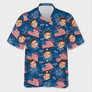 T-shirt hawaïen unisexe personnalisé avec photo pour les vacances en famille - Cadeau idéal pour les vacances d'été