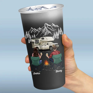 Créez des souvenirs, un emplacement de camping à la fois ! Tasse de camping personnalisée en aluminium à changement de couleur ! Cadeau pour couple, mari, femme, amoureux du camping.