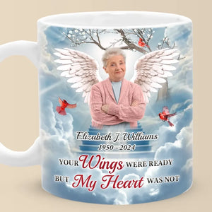 Photo personnalisée : « Un gros morceau de mon cœur vit au paradis » – Mug personnalisé commémoratif – Cadeau de condoléances pour les membres de la famille