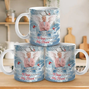 Photo personnalisée : « Un gros morceau de mon cœur vit au paradis » – Mug personnalisé commémoratif – Cadeau de condoléances pour les membres de la famille