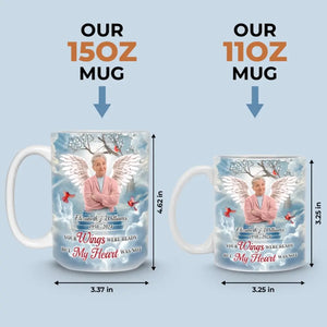 Photo personnalisée : « Un gros morceau de mon cœur vit au paradis » – Mug personnalisé commémoratif – Cadeau de condoléances pour les membres de la famille