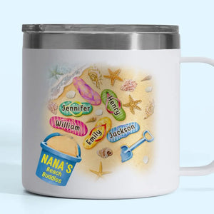 Nous sommes vos amis de plage - Gobelet personnalisé en acier inoxydable de 14 oz avec poignée - Cadeau pour maman, grand-mère