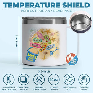 Nous sommes vos amis de plage - Gobelet personnalisé en acier inoxydable de 14 oz avec poignée - Cadeau pour maman, grand-mère