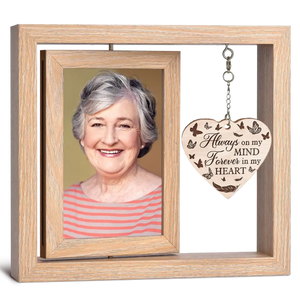 Aimé et rappelé pour toujours - Cadre photo rotatif personnalisé en bois - Cadeau de condoléances pour les membres de la famille