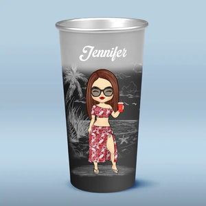 Summertime Is Calling - Bestie Personalized Custom Aluminum Changing Color Cup - Summer Vacation Gift For Best Friends, BFF, Sisters