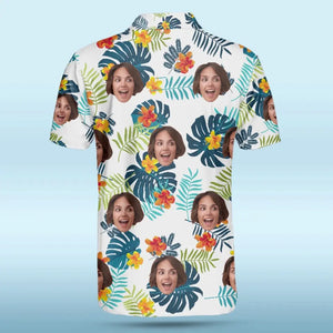 Polo personnalisé avec photo « Joyeux moments et bon soleil » - Imprimé intégral personnalisé pour la famille - Cadeau de vacances d'été, cadeau pour les membres de la famille