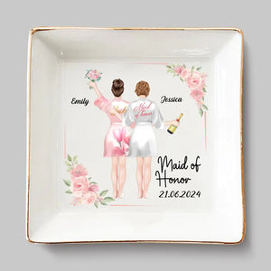 Célébrer l'amour et l'amitié - Plat à bijoux personnalisé pour meilleure amie - Cadeau de mariage, cadeau de demoiselle d'honneur pour meilleures amies, meilleures amies, sœurs