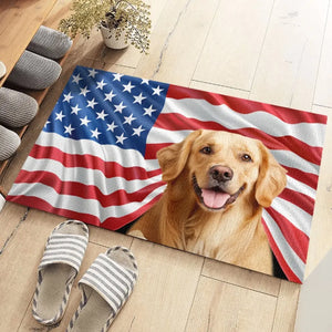 Tapis décoratif personnalisé avec photo « Home Is Where Love Residents » pour chien et chat – Cadeau de pendaison de crémaillère pour propriétaires et amoureux des animaux