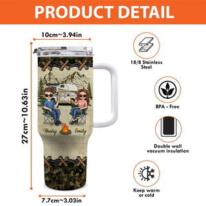 Au milieu de nulle part, ensemble - Camping personnalisé Gobelet en acier inoxydable de 113 ml avec poignée - Cadeau pour mari, femme et amoureux du camping