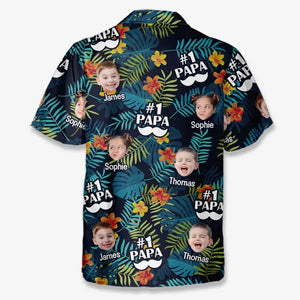 Photo personnalisée « Tu es le meilleur papa du monde » - T-shirt hawaïen tropical unisexe personnalisé pour la famille - Cadeau de vacances d'été, cadeau pour papa, grand-père