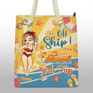 Oh Ship, c'est un voyage entre filles - Sac de plage personnalisé Bestie - Cadeau de vacances d'été pour meilleures amies, meilleures amies, sœurs