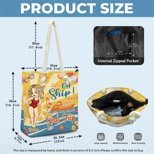 Oh Ship, c'est un voyage entre filles - Sac de plage personnalisé Bestie - Cadeau de vacances d'été pour meilleures amies, meilleures amies, sœurs
