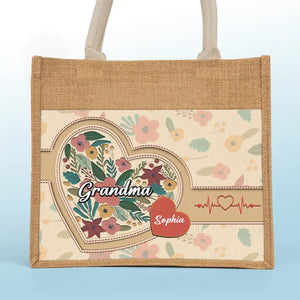 L'amour d'une grand-mère est éternel - Sacs fourre-tout personnalisés pour la famille, sacs fourre-tout en jute, sacs de plage - Cadeau pour maman, grand-mère