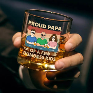 Papa fier de quelques enfants - Verre à whisky personnalisé pour la famille - Cadeau pour papa et grand-père