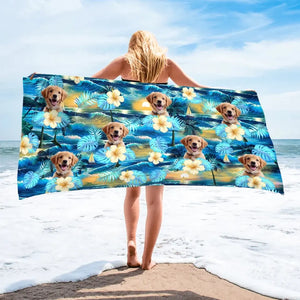 Custom Photo Vacation Mode On - Dog
& Cat Personalized Custom Beach Towel - Summer Vacation Gift, Birthday Pool Party Gift For Pet Owners, Pet Lovers