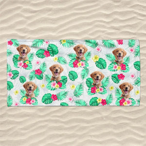 Custom Photo Ready To Get A Tan - Dog
& Cat Personalized Custom Beach Towel - Summer Vacation Gift, Birthday Pool Party Gift For Pet Owners, Pet Lovers