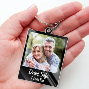 Porte-clés photo personnalisé en acrylique avec photo « L'amour est la beauté de l'âme » - Cadeau pour couple, anniversaire