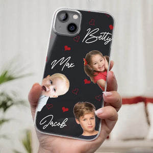 Photo personnalisée « Je t'aime tellement » - Coque de téléphone transparente personnalisée pour famille - Cadeau pour maman, grand-mère