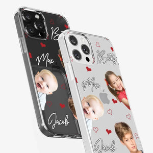 Photo personnalisée « Je t'aime tellement » - Coque de téléphone transparente personnalisée pour famille - Cadeau pour maman, grand-mère