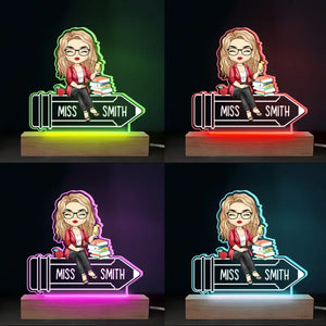 L'enseignement remplit mon cœur - Lampe LED 3D personnalisée pour enseignant - Cadeau pour enseignant