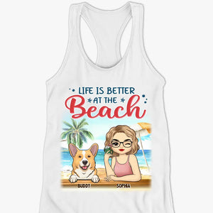 La vie est meilleure à la plage - Débardeur dos nageur personnalisé pour chien - Cadeau pour les propriétaires et les amoureux des animaux