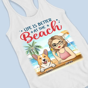 La vie est meilleure à la plage - Débardeur dos nageur personnalisé pour chien - Cadeau pour les propriétaires et les amoureux des animaux