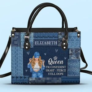 Sac à main en cuir personnalisé « Queen I'm Confident » - Cadeau pour meilleures amies, meilleures amies, sœurs