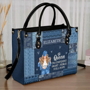 Sac à main en cuir personnalisé « Queen I'm Confident » - Cadeau pour meilleures amies, meilleures amies, sœurs