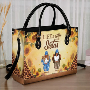 La vie est meilleure avec des sœurs - Sac à main en cuir personnalisé pour meilleure amie - Cadeau pour meilleures amies, meilleures amies, sœurs