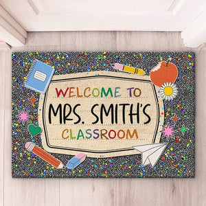 Bienvenue dans la zone d'apprentissage - Tapis décoratif personnalisé pour la maison - Cadeau de pendaison de crémaillère pour enseignant