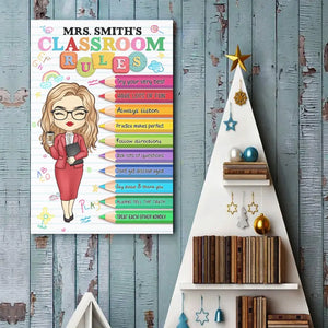 Restez calme et suivez les règles - Affiche verticale personnalisée pour enseignant - Cadeau pour enseignant