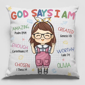 Dieu dit que je suis incroyable - Oreiller personnalisé pour enfant - Cadeau pour enfant, cadeau de rentrée scolaire