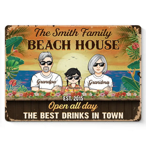 Les meilleures boissons de la ville - Plaque en métal personnalisée pour la décoration intérieure de la famille - Cadeau de pendaison de crémaillère pour les membres de la famille