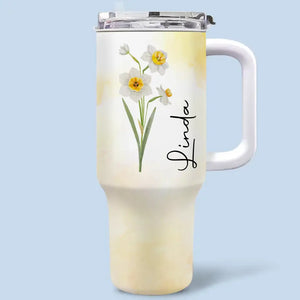 Vivez pleinement votre vie ! Gobelet personnalisé en acier inoxydable de 1 133 ml avec poignée. Cadeau idéal pour vos meilleures amies, vos meilleures amies et vos sœurs.