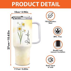 Vivez pleinement votre vie ! Gobelet personnalisé en acier inoxydable de 1 133 ml avec poignée. Cadeau idéal pour vos meilleures amies, vos meilleures amies et vos sœurs.