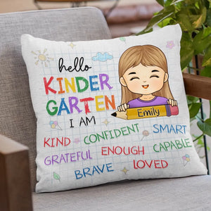 Bonjour, je suis à la maternelle ! Coussin personnalisé pour enfant ! Cadeau pour la rentrée scolaire