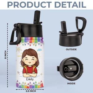 Je suis de retour - Bouteille d'eau personnalisée pour enfant - Cadeau de rentrée scolaire pour enfant, petit-enfant