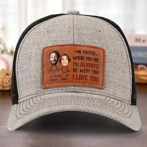 Photo personnalisée « Je serai toujours avec toi » - Chapeau en cuir personnalisé pour couple - Cadeau pour mari et femme, anniversaire