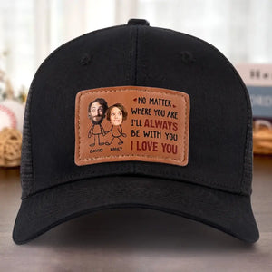 Photo personnalisée « Je serai toujours avec toi » - Chapeau en cuir personnalisé pour couple - Cadeau pour mari et femme, anniversaire