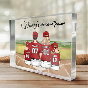 Plaque rectangulaire en acrylique personnalisée « Équipe de rêve » - Cadeau pour les membres de la famille