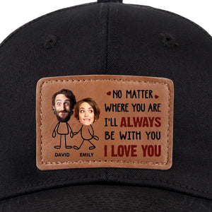 Photo personnalisée « Je serai toujours avec toi » - Chapeau en cuir personnalisé pour couple - Cadeau pour mari et femme, anniversaire