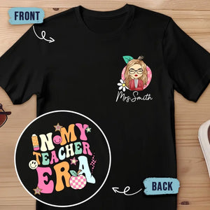 Enseigner, c'est apprendre deux fois plus - T-shirt unisexe personnalisé imprimé recto verso - Cadeau pour enseignant